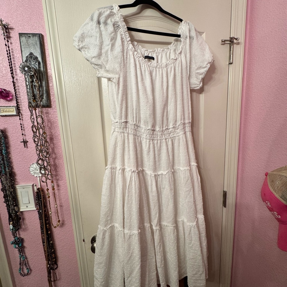 Tommy Hilfiger White Tiered Ruffled Maxi Sundress